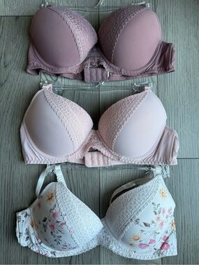 Women’s Laura Ashley® 3pk Nylon Lace Push Up Bras 34C